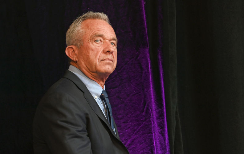 May 1, 2024, New York, New York, USA: RFK Jr. COMES OUT SWING: American politician, environmental lawyer, anti-vaccine activist, and conspiracy theorist ROBERT F. KENNEDY JR., 70, microphone in hand, paces the stage li9kea caged tiger. The We The People Party candidate, challenges Biden to drop out, insisting he has better shot of defeating Trump. Then responding to attacks he's a spoiler for Trump, said would be happy to make a similar appeal to the former president as well, but Trump is not a spoiler because he can actually win. The presentation responds to attacks from both parties. Image: Alamy. Contributor: ZUMA Press, Inc. Image ID:2X4B6C3 Health workers in the US are demanding the resignation of Robert Kennedy Jr