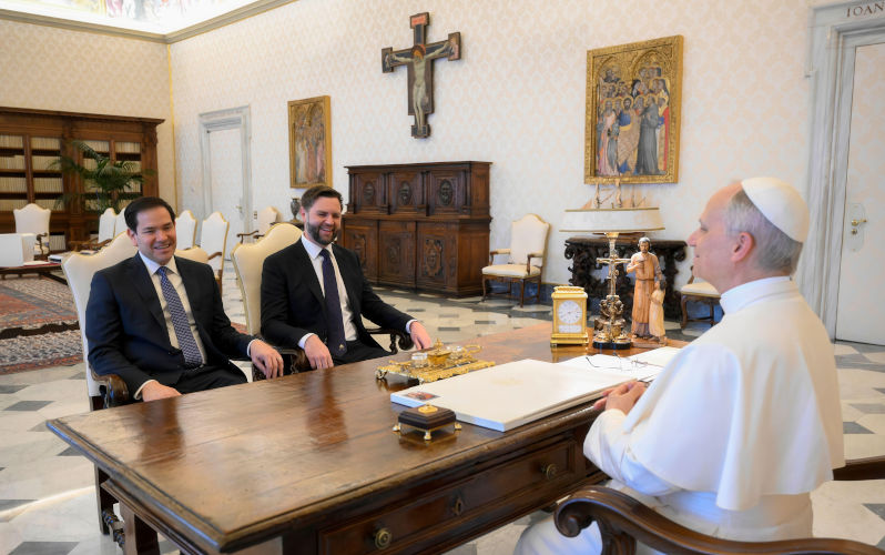 Secretary Marco Rubio and Vice President JD Vance meet with Pope Leo XIV at the Holy See in the Vatican, May 19, 2025. ((c) Simone Risoluti/Vatican Media). Image Alamy ContributorAmerican Photo Archive. Image ID3BCC2G0 The Pope, the media and the 'normalisation' of Trump