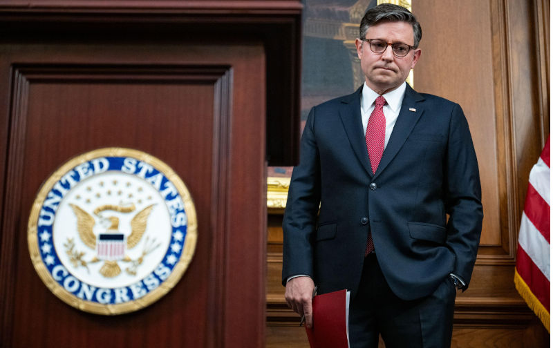 Washington, United States. 24th June, 2025. Speaker of the House Mike Johnson, RLA, at a press conference at the U.S. Capitol in Washington, DC on Tuesday, June 24, 2025. Photo by Annabelle Gordon/UPI. Credit UPI/Alamy Live News. ContributorUPI. Image ID3BM44AF Republicans ‘holding US economy hostage’ as nearly half of states face recession