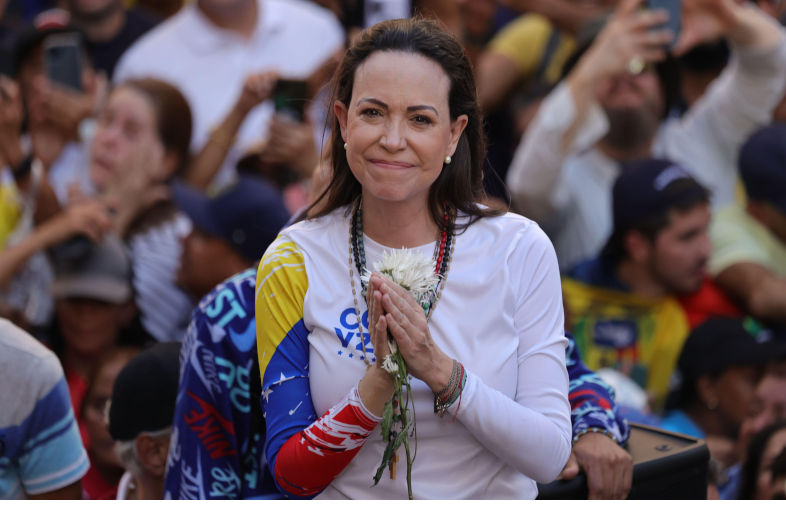 Maria Corina Machado Caracas, Venezuela. 09th Jan, 2025. Venezuelan opposition leader Maria Corina Machado is leading a demonstration against the reinauguration of authoritarian President Maduro this Friday. Credit Jesus Vargas/dpa/Alamy Live News. Image Alamy Contributordpa picture alliance. Image ID3CW5TT6 Nobel Peace laureate calls for US bombing of her country
