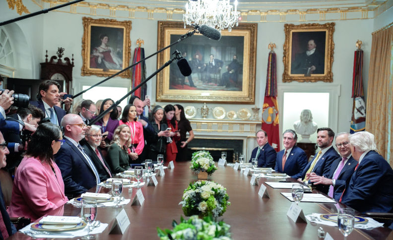Washington Dc, United States. 20th Oct, 2025. United States President Donald J Trump meets with Prime Minister Anthony Albanese of Australia in the Cabinet Room of the White House in Washington, DC, USA, on October 20, 2025. The two leaders will sign a multi billion dollar, rare earth and critical minerals deal involving the mining, processing and export of these minerals between Australia and the US Photo via Credit Newscom/Alamy Live News. Image Alamy. ContributorNewscom. Image ID3D002PG Albanese and Rudd sold out freedom of the press this week