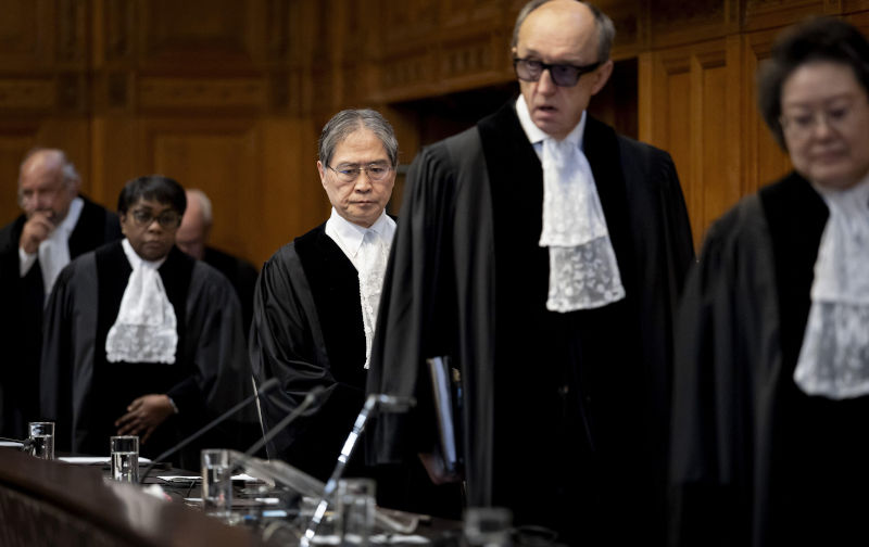 President Yuji Iwasawa of the International Court of Justice (ICJ) during a nonbinding ruling on the Israeli occupation of Palestinian territories. The ICJ assesses whether Israel is complying with the international agreements that countries must adhere to when they occupy territories. ANP KOEN VAN WEEL netherlands out belgium out Credit ANP/Alamy Live News. ContributorANP. Image ID3D09HK8 Chris Sidoti on the International Court of Justice Gaza ruling