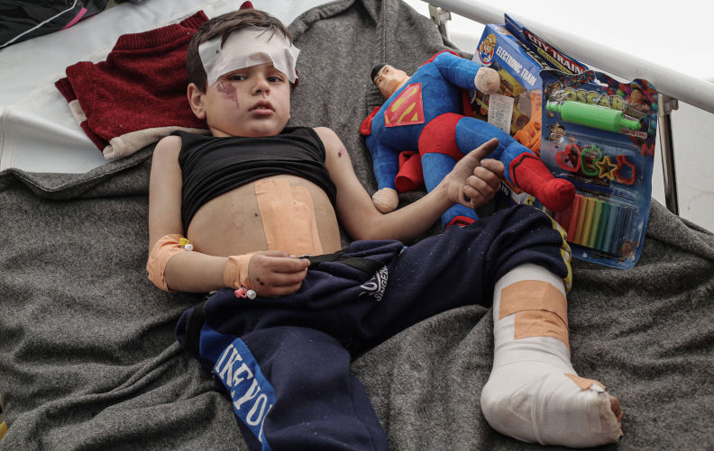 A Palestinian child, Ali Faraj, 7, the only survivor of the attack, is being brought to Kuwaiti Field Hospital A Palestinian child, Ali Faraj, 7, the only survivor of the attack, is being brought to Kuwaiti Field Hospital for treatment, as funeral process continue for his dead bodies of Faraj family in Gaza City, on April 25, 2025. Photo by Omar Ashtawy apaimages Gaza city Gaza Strip Palestinian Territory 250425_Gaza_OSH_1_0013 Copyright: xapaimagesxOmarxAshtawyxxapaimagesx. Contributor: Imago / Alamy Stock Photo Image ID: 3B17MW1 Our humanity is lost under the rubble in Gaza