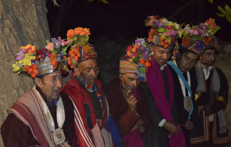 Brokpa men in Ladakh, dressed up for Bona-na festival 'Our other face'