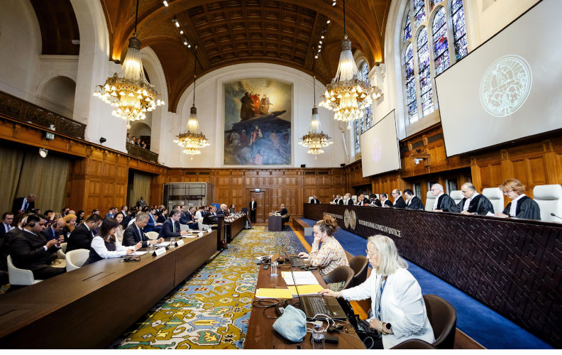 THE HAGUE - A view of the room. Contributor: ANP / Alamy Stock Photo Image ID: 3B4617G At the ICJ, only US and Hungary back Israel starving Gaza