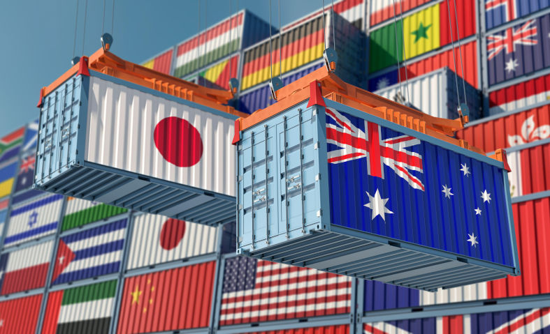 Freight containers with Australia and Japan flag. 3D Rendering. Contributor: Lightboxx / Alamy Stock Photo Image ID: 2G8PCH Australia and Japan must link energy and emissions strategies