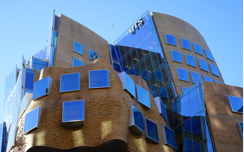 View of the Dr Chau Chak Wing Building at the Business School at the University of Technology Sydney (UTS). It was designed by architect Frank Gehry. Image Alamy. ContributorEQRoy. Image IDKA108H How the ALP outsourced the soul of higher education