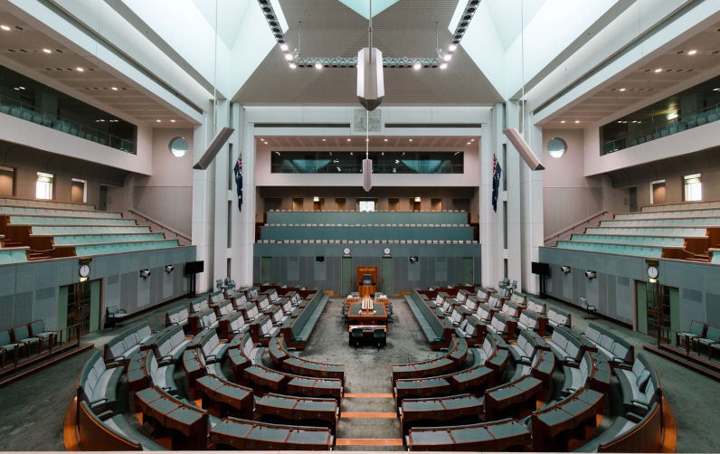 Canberra, Australia - October 14, 2017: A view inside House of Representative chamber in Parlianment House. Image: iStock / ai_yoshi Appeal to Parliamentarians: Resist Israel/US thuggery, be advocates for peace