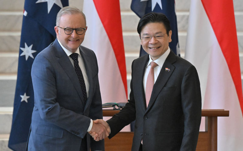 Prime Minister Anthony Albanese meets with Singapores Prime Minister Lawrence Wong during a AustraliaSingapore Annual Leaders Meeting Parliament House in Canberra, Wednesday, October 8, 2025. Image AAP Mick Tsikas A masterclass in agency: What Singapore can teach Australia about China