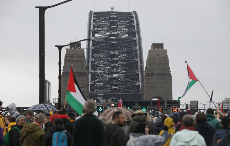 'Stop genocide!' March across Sydney bridge for Gaza