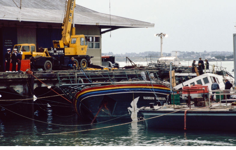 Rainbow Warrior Greenpeace Ship bombed and sunk in Auckland Harbour New Zealand July 1985. Image:Alamy-Contributor:Andy-Lovell/Alamy-Stock-Phot-Image-ID:2PE12J2 The Rainbow Warrior 1985-2025 – Nuclear refugees in the Pacific: the evacuation of Rongelap - Part 2