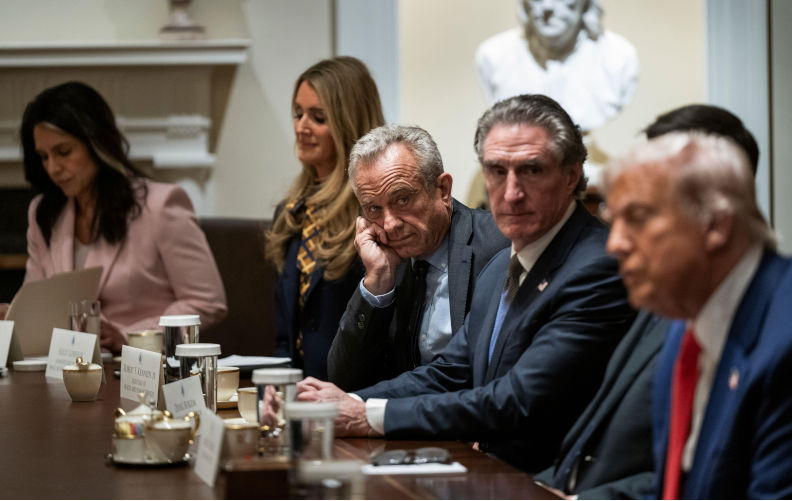 WASHINGTON-DC,-USA--10-April-2025-US-President-Donald-Trump-holds-a-Cabinet-meeting,-Thursday,-April-10,-2025,-in-the-Cabinet-Room-of-The-White-House.-Contributor:-Geopi /-Alamy-Stock-Photo-Image-ID:-3AJF4BJ RFK Jr slammed for halting US support for global child vaccine program
