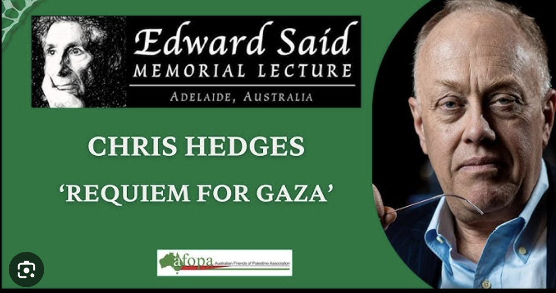 ScreenshotYouTubeConsortiumNews Chris Hedges' Edward Said memorial lecture: ‘Requiem for Gaza’
