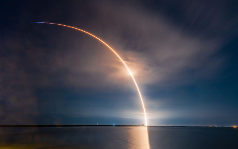 SpaceX Starlink Night Launch. Contributor: Brandon Moser / Alamy Stock Photo Image ID: 2F5B4JG Build-up to the ultimate surveillance state has just begun