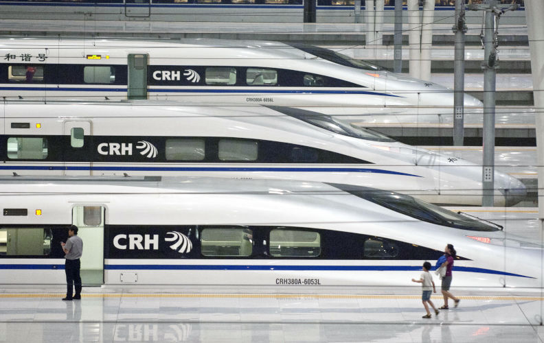 CRH380A bullet trains are pictured at the Shanghai Hongqiao Railway Station in Shanghai, China Contributor: Imaginechina Limited / Alamy Stock Photo Image ID: W9958E China – A country on the move