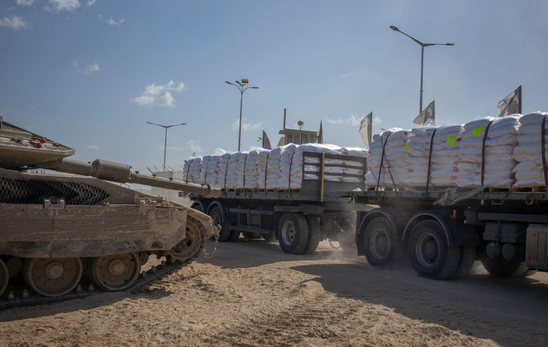 Erez, Israel. 05th May, 2024. Trucks can be seen heading into the Gaza Strip as they are carrying humanitarian aid at the Erez Crossing. Credit: Ilia Yefimovich/dpa/Alamy Live News. Contributor: dpa picture alliance / Alamy Stock Photo Image ID: 2X4TD0H UN warns 14,000 Gaza babies could die in 48 hours unless Israeli blockade lifted