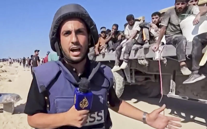This undated recent image, taken from video broadcast by the Qatari-based television station Al Jazeera, shows the network's Arabic-language Gaza correspondent, Anas al-Sharif, reporting on camera in Gaza. Al-Sharif and four other Al Jazeera staff members were killed by an Israeli drone strike on their tent in Gaza City shortly before midnight on Sunday. Image Al Jazeera via AP ‘I entrust you with Palestine’: The final testament of Anas al-Sharif