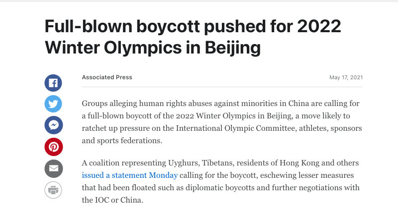 Beijing winter olympics boycott