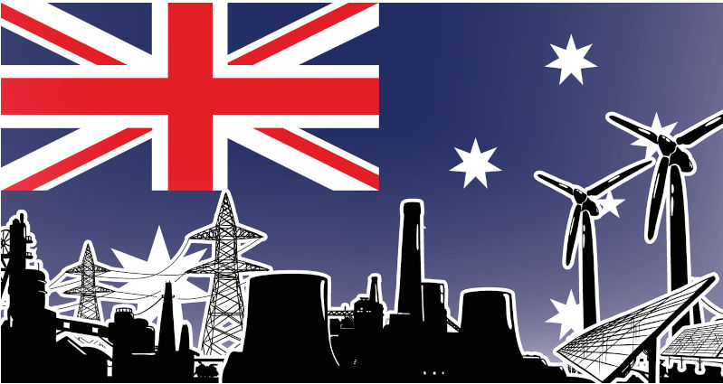 Energy production in Australia vector with solar panels, wind turbine, atomic and heat power plants and electric lines. Image: iStock / DancingMan Environment: Australian Government misleading people about our emissions reductions