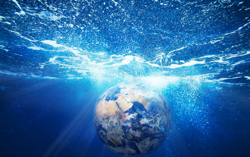 Earth planet underwater view. Elements of this image furnished by NASA. Image iStock / Creditrobertsrob Climate change causing oceans to decline at alarming rate