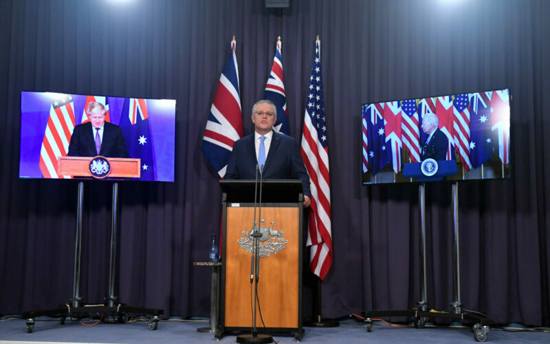 Scott Morrison nuclear submarine announcement uk us AUKUS