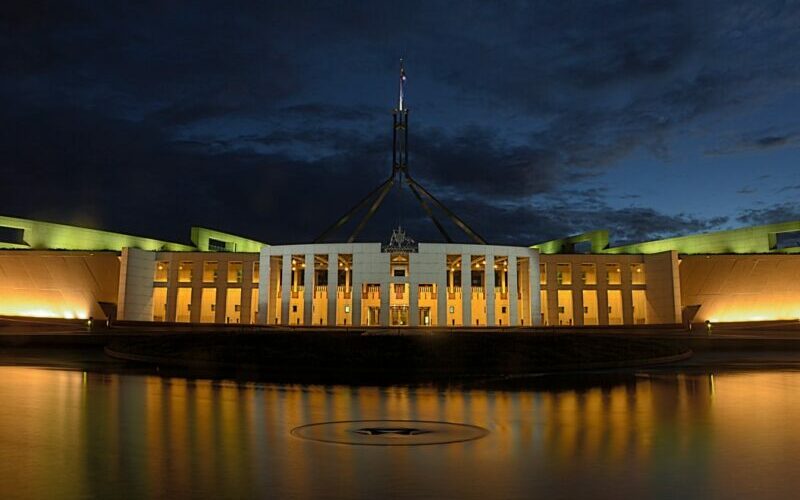 parliament house canberra politics night