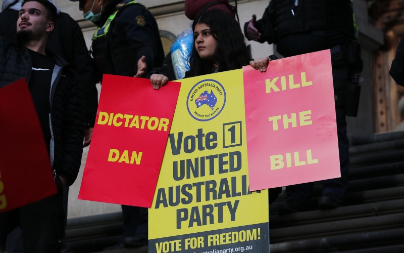 United Australia Party protest freedom