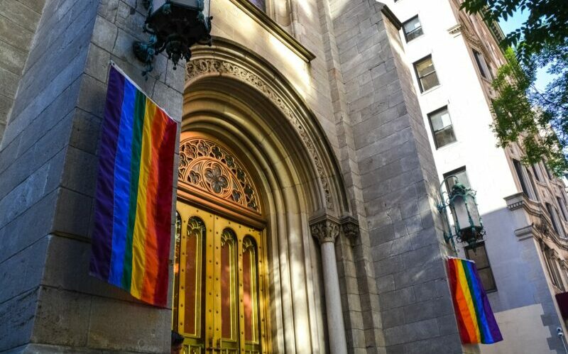 Pride flag church marriage equality