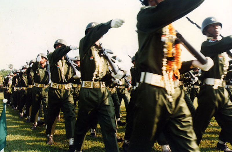 Myanmar soldiers on parade