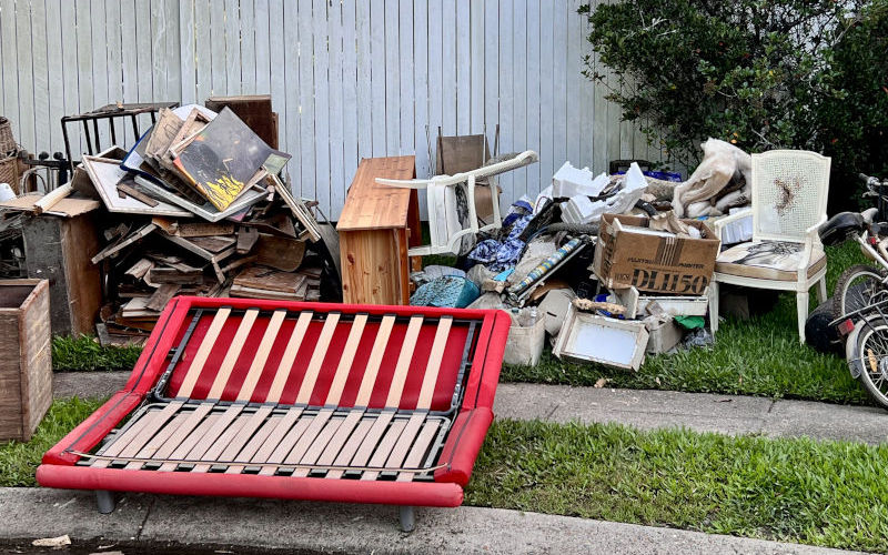 Household objects damaged by floods