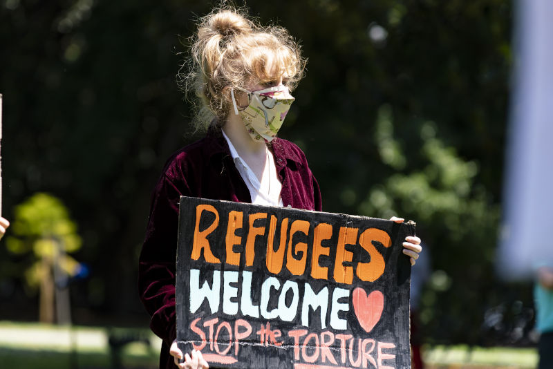 Free refugees protestor, Melbourne