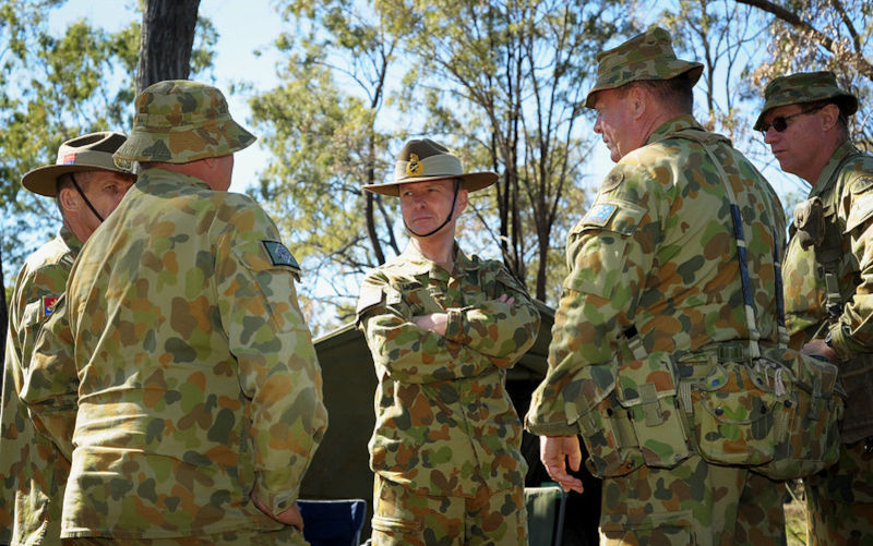 General David Morrison talks with troops