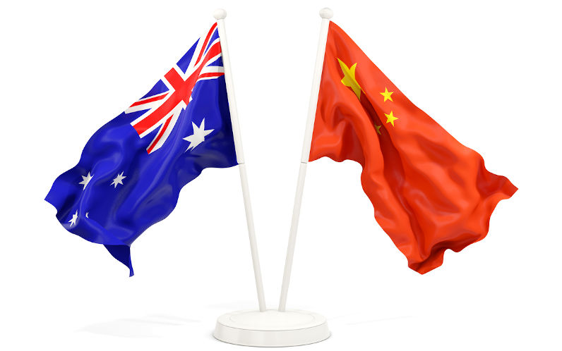 China and Australia flags