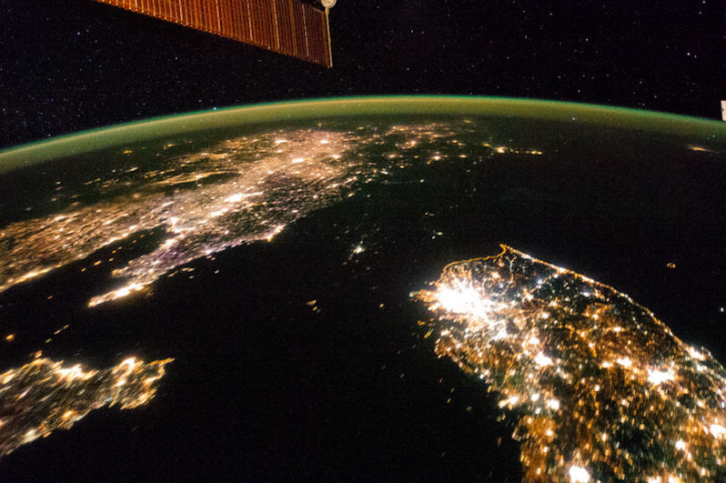 South Korea Flying over East Asia, astronauts Nasa