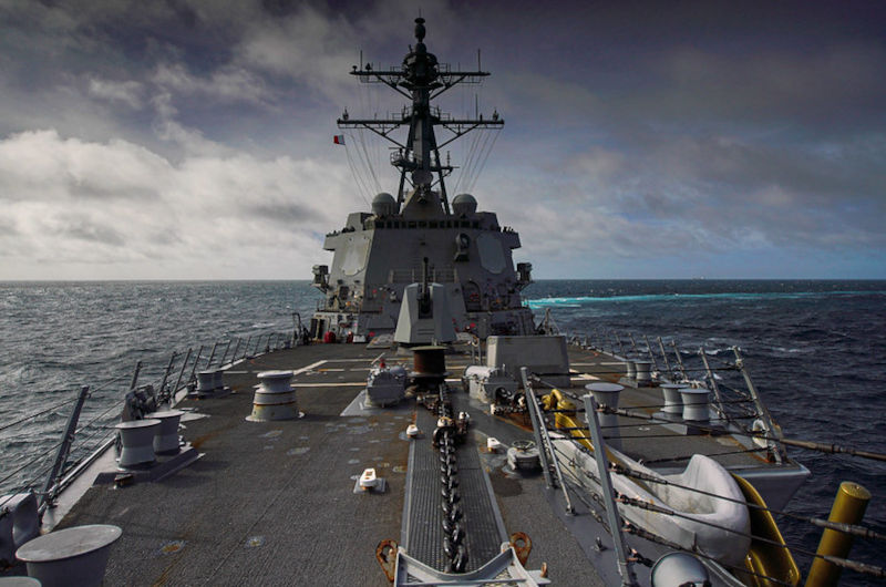 TAIWAN STRAIT (Aug. 30, 2020) The Arleigh Burke-class guided missile destroyer USS Halsey (DDG 97) conducts a routine transit through the Taiwan Strait.