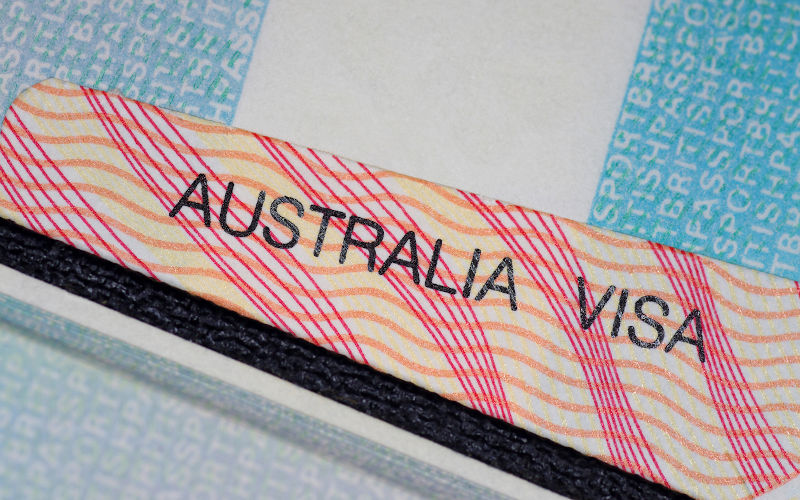 The colour design and text of an official Australian Visa.