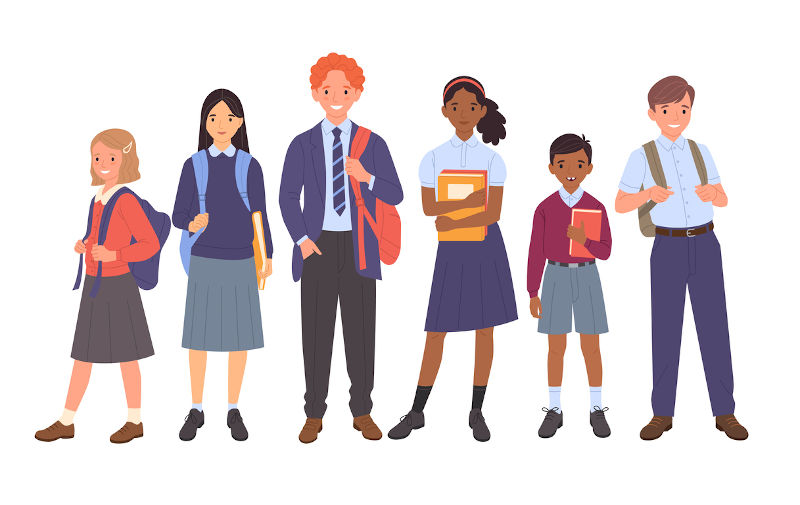 Illustration of school students