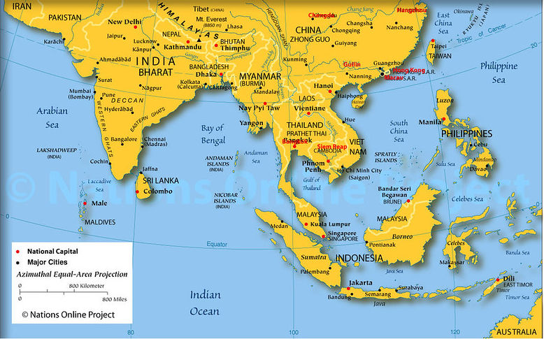 Map of south eastern Asia