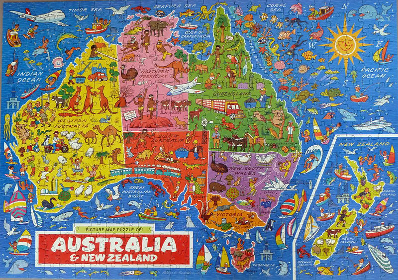 Picture Map Puzzle Of Australia & New Zealand