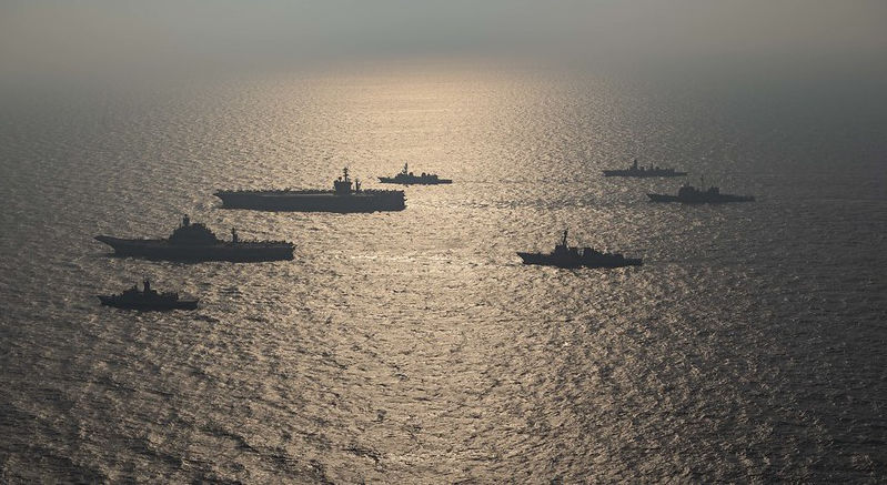 Ships from the Royal Australian Navy, Indian navy, Japan Maritime Self-Defence Force and the United States Navy