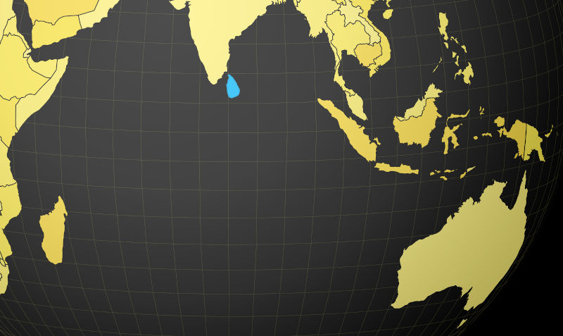 Sri Lanka on the map in relation to Australia