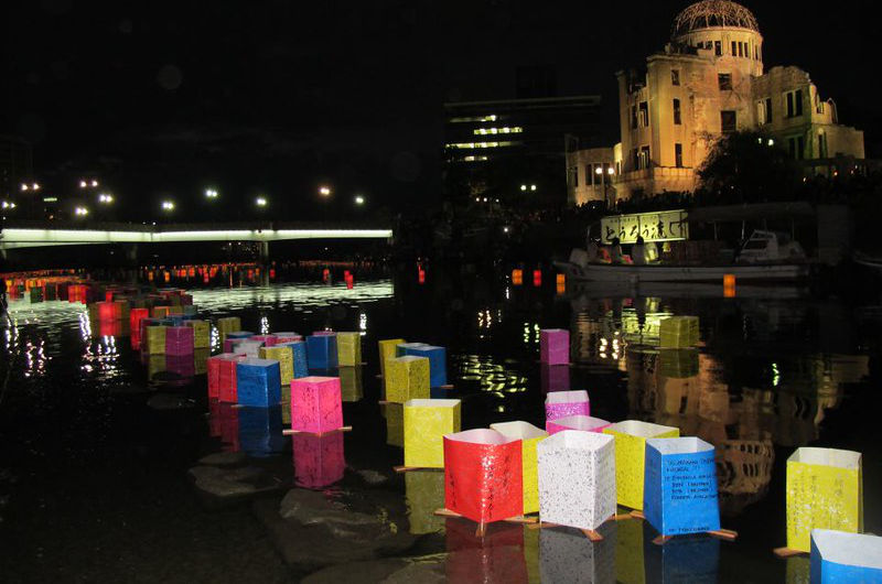 Lanterns float for miles along the Motoyasu River, as Hiroshima remembers those who lost their lives in the atomic bombing.