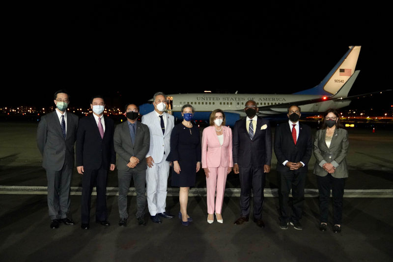 Nancy Pelosi and delegation arrive in Taipei on 2 August 2022