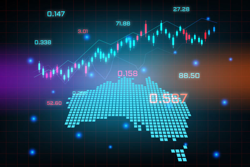 Australia map digital economic plan illustration