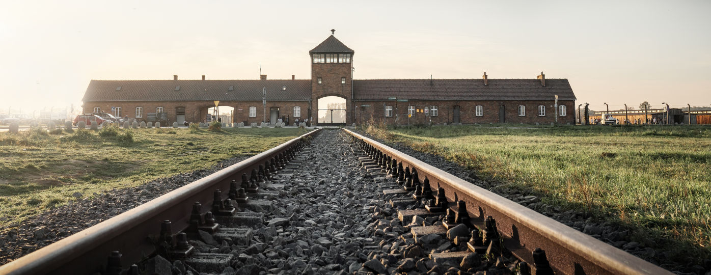 Entrance of Auschwitz II - Birkenau, former German Nazi Concentration and Extermination Camp - Poland