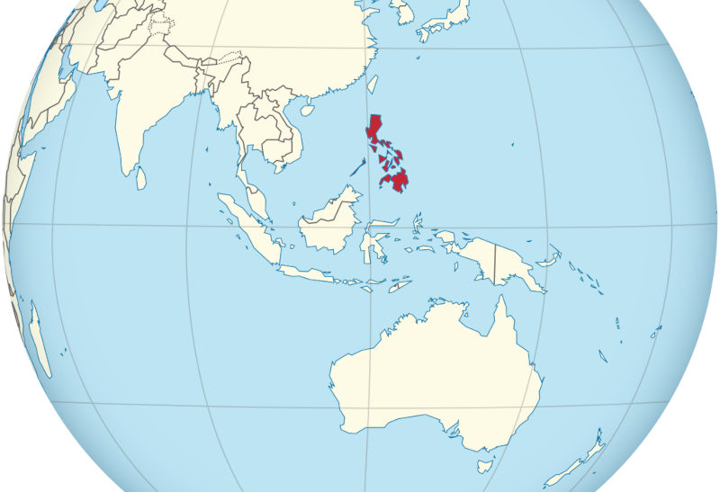 Philippines on the globe Southeast Asia