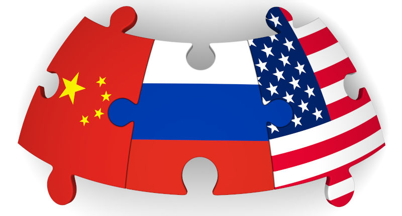 China-Russia-US Jigsaw pieces connected