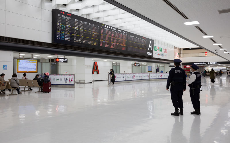 Narita International Airport. Japan-implemented a-re entry-ban for all foreign-nationals including-permanent residents.