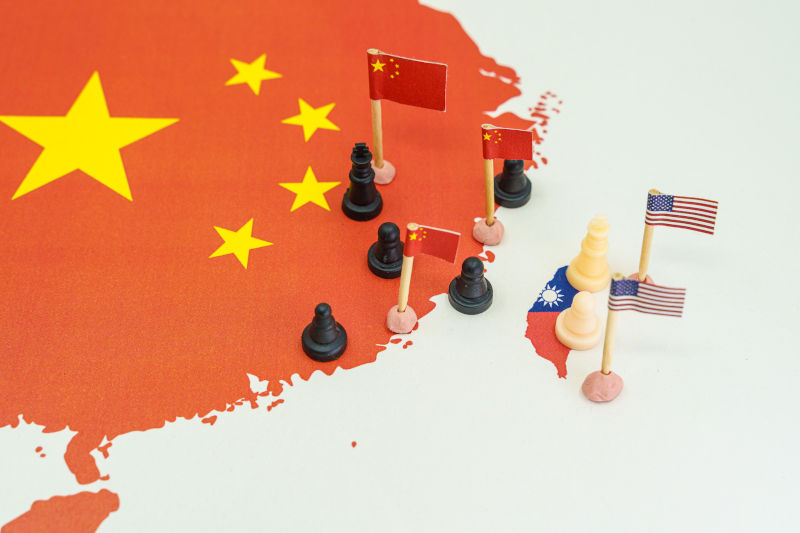 China and Taiwan conflict concept. China-Taiwan tensions are raising fears of a conflict