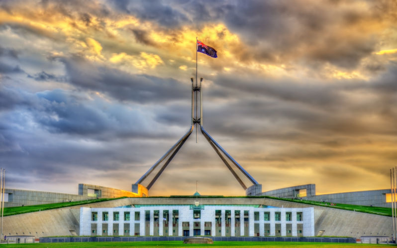 Parliament House in the evening. Canberra, Australia